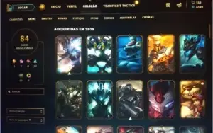 Conta LoL platina com 84 skins e passe da temporada ativo
