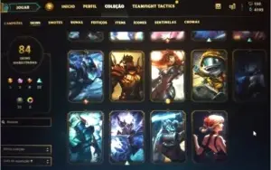 Conta LoL platina com 84 skins e passe da temporada ativo