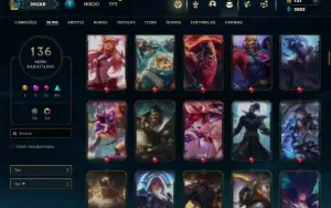 Unranked com 150 Champs e 136 Skins ( MAIN JG )
