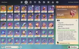 Shenhe + Arma assinatura, Yelan, Andarilho Pity 53 Arma