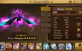 Reroll Summoners War lvl10 com Phoenix Dark - Jaara