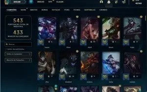 Conta bronze 3 com TODOS os champs e 371 Skins + 2 Prestigio