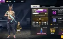Conta Free Fire bem gemada com bastante skins e armas