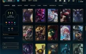 Conta ouro 4 com TODOS os champs e 111 Skins + 7 Vitoriosas