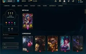 Conta ouro 4 com TODOS os champs e 111 Skins + 7 Vitoriosas