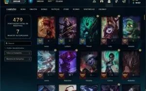 Conta ouro 4 com TODOS os champs e 111 Skins + 7 Vitoriosas