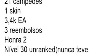 Conta de League of legends 21 campeões 1 skin