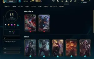Unranked com 35 Champs e 15 Skins +3 Vitoriosas