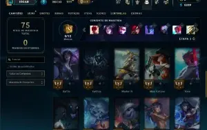 Unranked com 35 Champs e 15 Skins +3 Vitoriosas