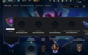 Unranked com 35 Champs e 15 Skins +3 Vitoriosas