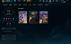 Unranked com 35 Champs e 15 Skins +3 Vitoriosas
