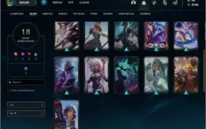 Conta prata 1 com 18 skins e 42 champs