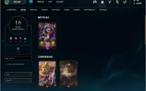 Conta prata 1 com 16 skins e 37 champs