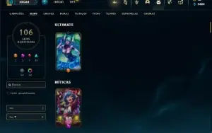Conta Unranked com 150 Champs e 106 Skins ( MAIN SUP )