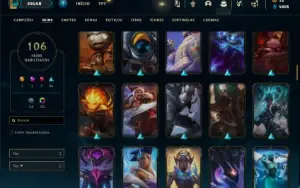 Conta Unranked com 150 Champs e 106 Skins ( MAIN SUP )