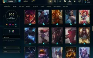 Conta Unranked com 150 Champs e 106 Skins ( MAIN SUP )