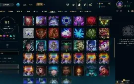 Conta Nível 187, Prata 4, 98 Campeões, 35 Skins, 3 Lendárias