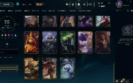 Conta Nível 187, Prata 4, 98 Campeões, 35 Skins, 3 Lendárias