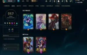 Prata 2 com TODOS os Champs e 257 Skins ( JG / SUP / MID )