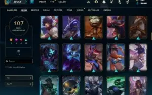 Conta ouro 4 com TODOS os champs e 107 Skins + 80 Espolios
