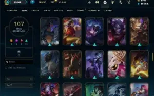 Conta ouro 4 com TODOS os champs e 107 Skins + 80 Espolios