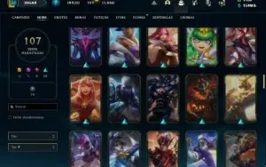 Conta ouro 4 com TODOS os champs e 107 Skins + 80 Espolios