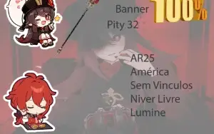 AR25 - Hutao + BIS + Diluc + Banner Garantido - pity 32