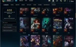 Conta bronze 1 com 28 skins e 94 champs