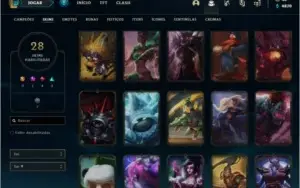 Conta bronze 1 com 28 skins e 94 champs