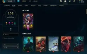 Conta prata 3 com 107 champs e 105 skins