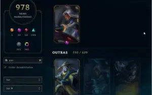 Vendo acc lol todas skins disponiveis para compra + Pax JAX