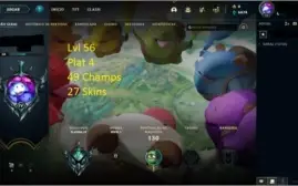 Conta lol lvl 56 Platina 4 (smurf) 49 champs, 27 skins