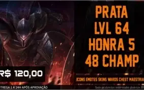 ACC LOL|PRATA|LVL 64|48 CHAMP|HONRA 5|SKINS-ICONS-EMOTES|