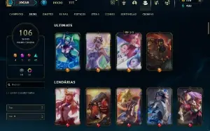 Conta League of Legends Platina 3 106 skins