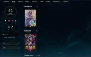 CONTA LOL - 98 CAMPEOES - 62 SKINS - GOLD 4