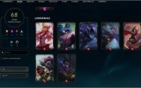 Conta lol gold 4, quase 70 skins, level 280