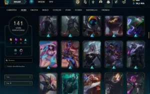 Conta Unranked com 120 Champs e 141 Skins ( MAIN ADC )