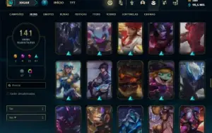 Conta Unranked com 120 Champs e 141 Skins ( MAIN ADC )