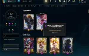 Conta Unranked com 120 Champs e 141 Skins ( MAIN ADC )