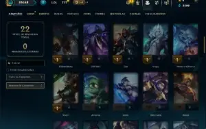 Ouro 2 com 75 Champs e 5 Skins