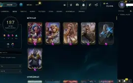 Conta LOL Esmeralda III. Todos os campeões e 187 Skins. +LoR