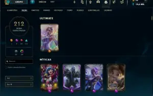 Conta de lol lvl 558 com todos os campeões (212 skins)