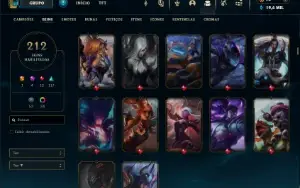 Conta de lol lvl 558 com todos os campeões (212 skins)