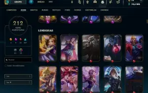 Conta de lol lvl 558 com todos os campeões (212 skins)