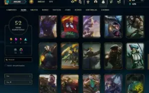 Diamante 4 com 80 Champs e 52 Skins + 7 Vitoriosas