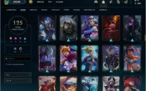 Conta prata 4 com 125 skins e 74 champs