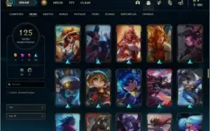 Conta prata 4 com 125 skins e 74 champs