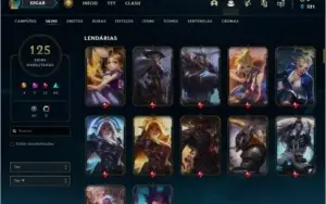 Conta prata 4 com 125 skins e 74 champs