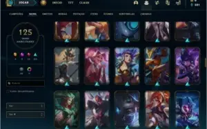 Conta prata 4 com 125 skins e 74 champs