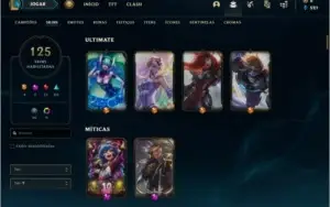 Conta prata 4 com 125 skins e 74 champs